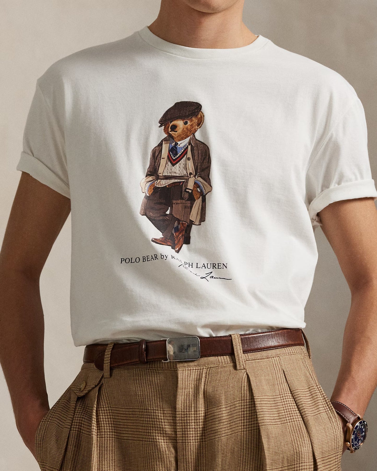Camiseta de punto de oso L.R Polo de corte clásico