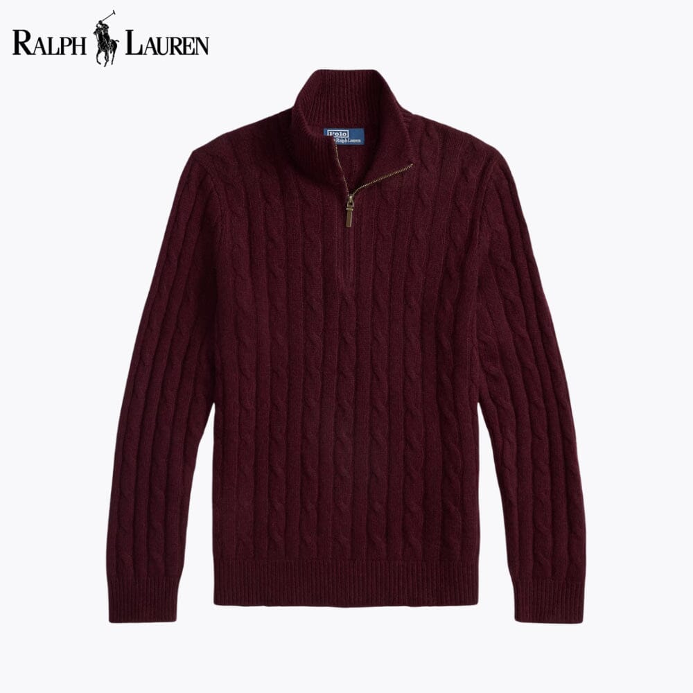 Jersey de cachemira de punto de ochos con cremallera corta L.R