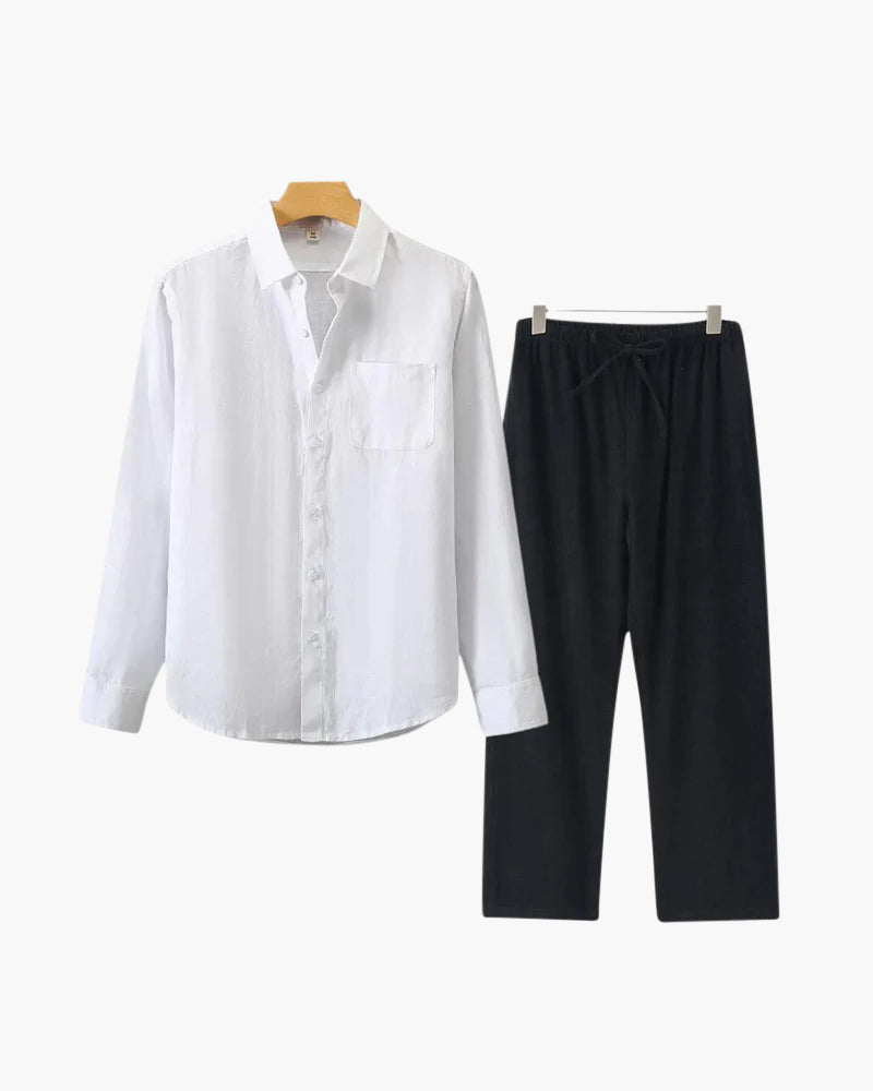 Langärmliges Leinen-Set