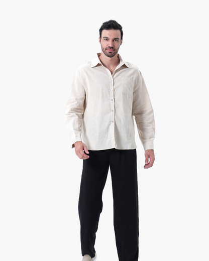 Langärmliges Leinen-Set