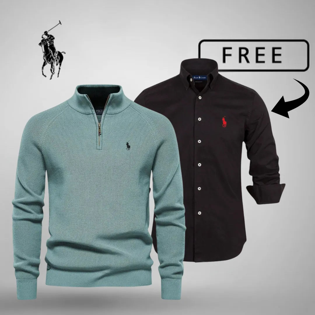 L.R Style & Comfort Premium – Jersey con media cremallera + camisa clásica GRATIS