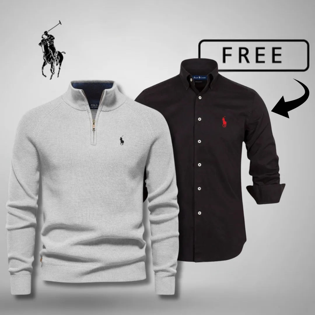 L.R Style & Comfort Premium – Jersey con media cremallera + camisa clásica GRATIS