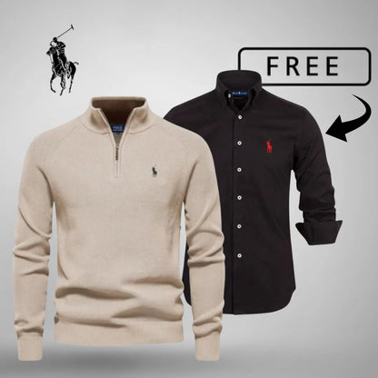 L.R Style & Comfort Premium – Jersey con media cremallera + camisa clásica GRATIS