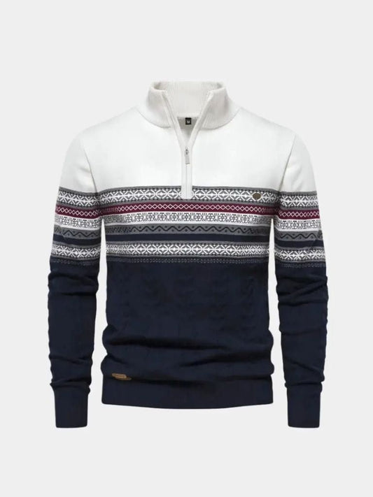 Cross & Crown – Strickpullover mit Reißverschluss und Stehkragen
