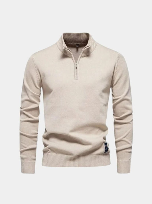 Strickjacke mit Stehkragen und Reißverschluss, einfarbig