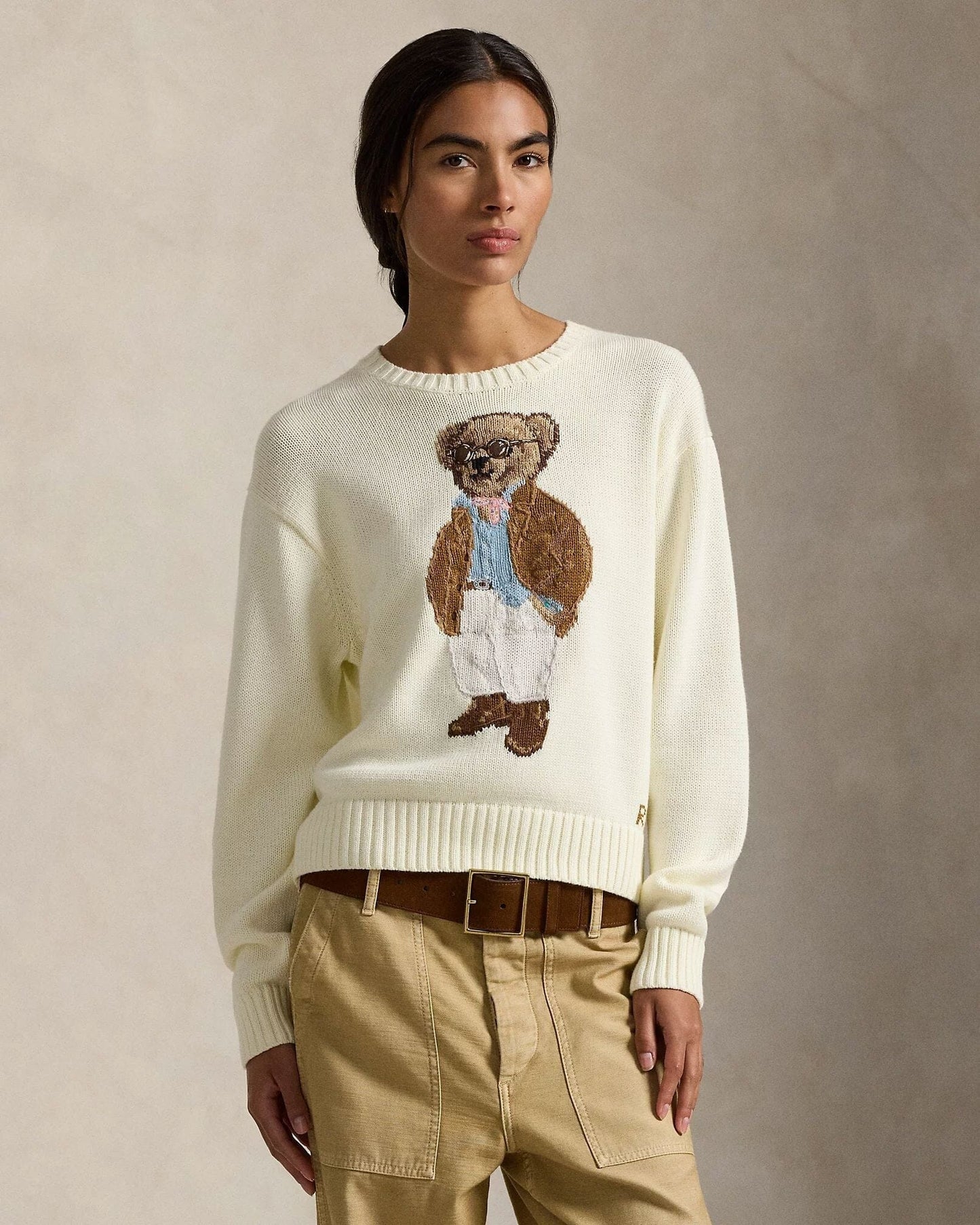 Suéter con cuello redondo de algodón con diseño Polo Bear de L.R.