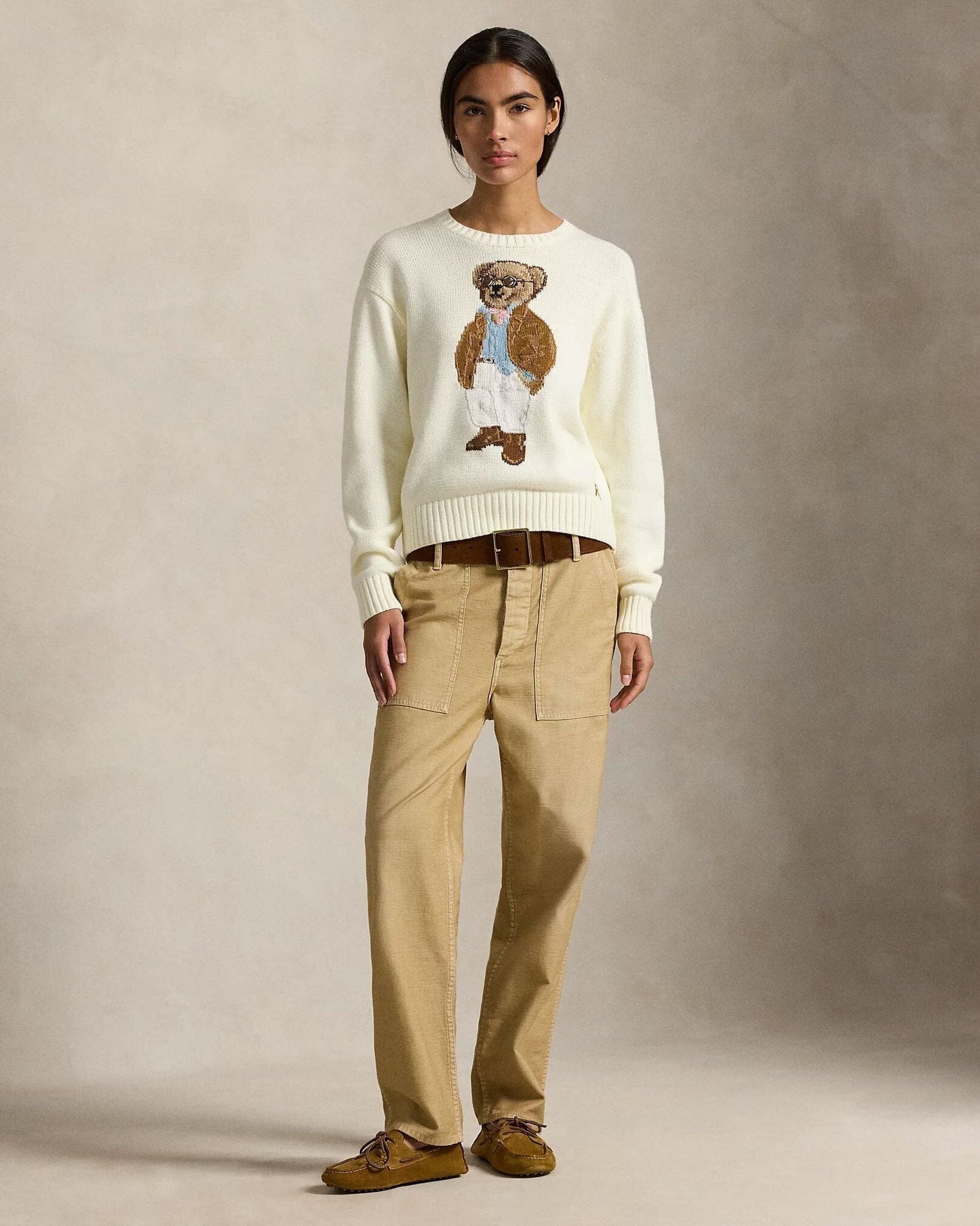 Suéter con cuello redondo de algodón con diseño Polo Bear de L.R.