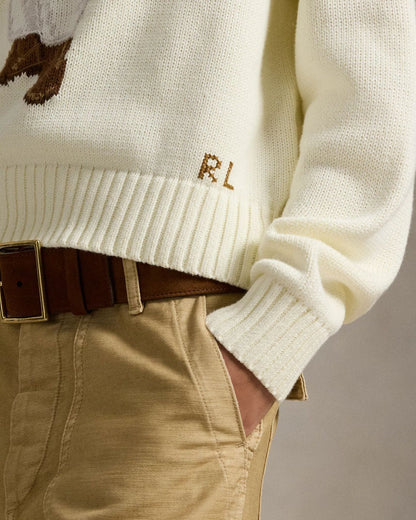 Suéter con cuello redondo de algodón con diseño Polo Bear de L.R.