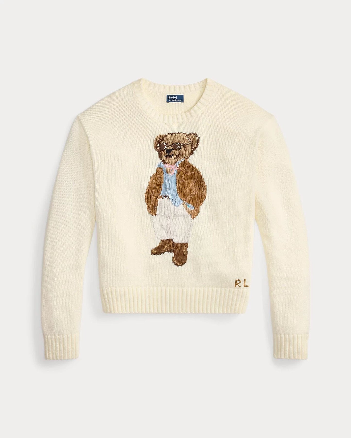 Suéter con cuello redondo de algodón con diseño Polo Bear de L.R.