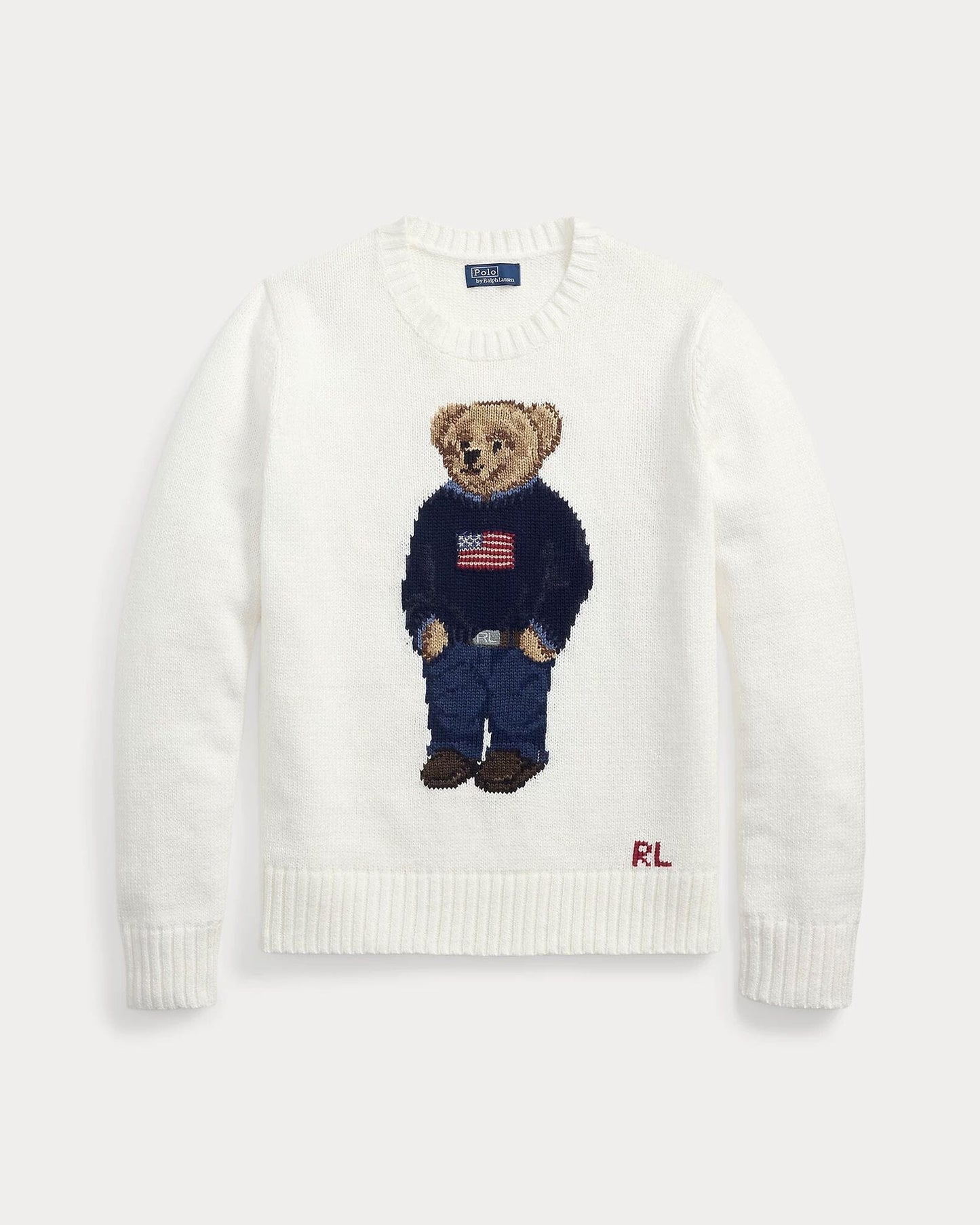 Suéter de cuello redondo L.R Polo Bear de lino y algodón