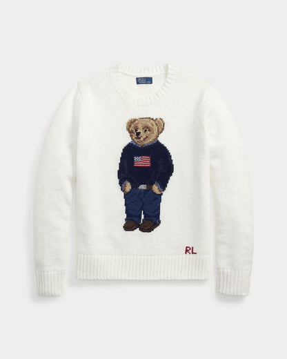 Suéter de cuello redondo L.R Polo Bear de lino y algodón