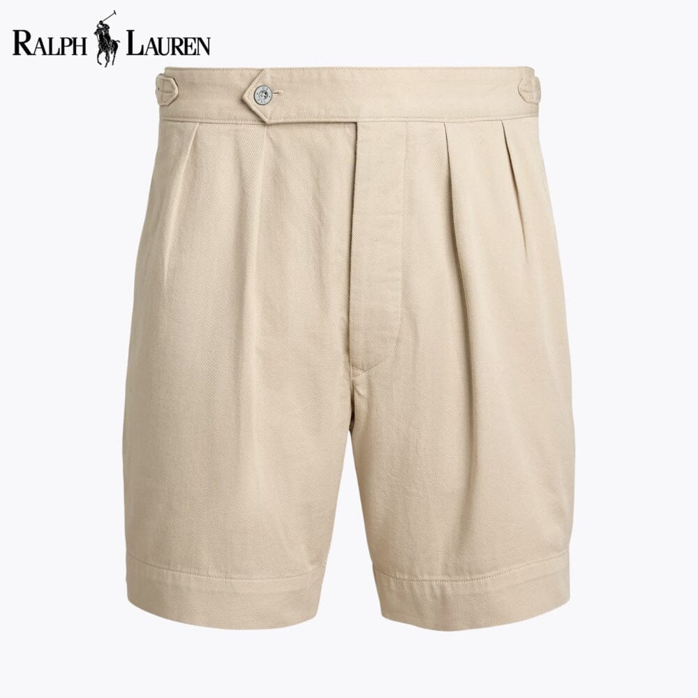 L.R. Pantalón Corto Plisado de Sarga de Corte Holgado